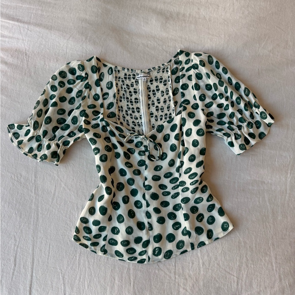 New Reformation tapioca print blouse - Picture 2 of 4